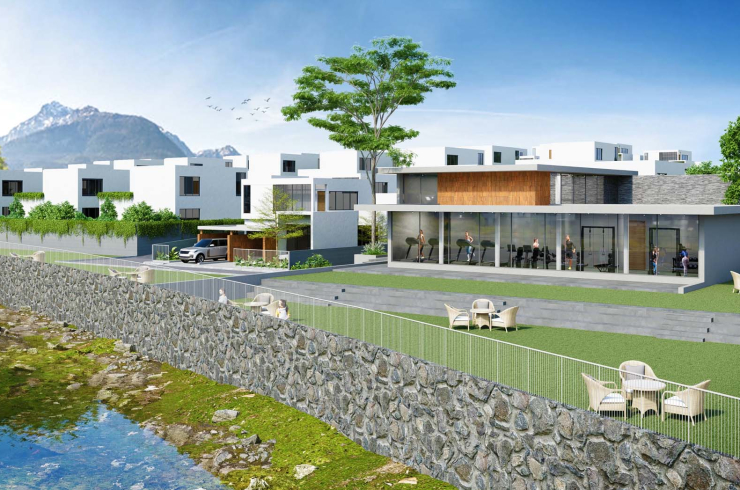 Exquisite blend of modern luxury and timeless charm, with impeccable and captivating architectural details amidst scenic beauty.